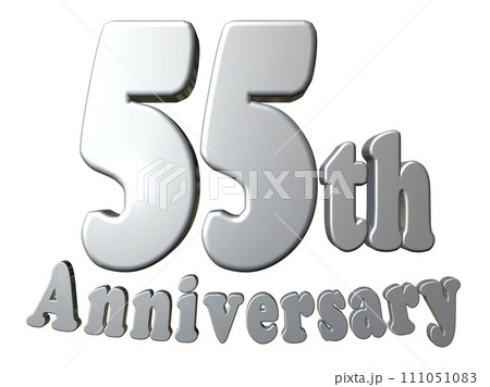 3DCG文字「55th Anniversary/55周年」シルバー,銀 3DCG文字「55th Anniversary/55周年」シルバー,銀 111051083