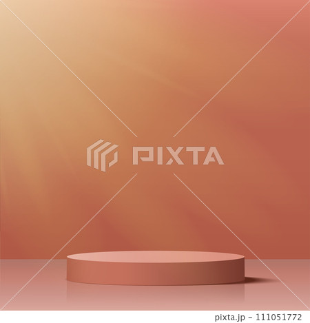 3d orange color podium and minimal orange color wall scene. 3d podium minimal abstract background. Vector 3d orange color podium and minimal orange color wall scene. 3d podium minimal abstract background. Vector 111051772
