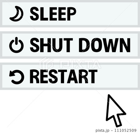 スリープ、シャットダウン、再起動のボタン 111052509