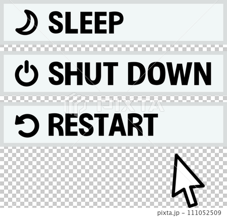 スリープ、シャットダウン、再起動のボタン 111052509
