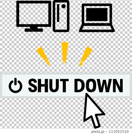 Computer shutdown button and arrow cursor Computer shutdown button and arrow cursor 111052510