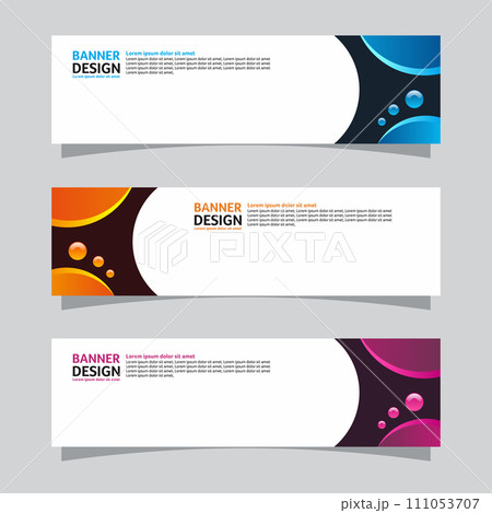 Vector set of landscape banner background design concept. Web background business layout template 111053707