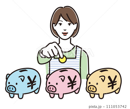 用途別にお金を管理する主婦 111053742