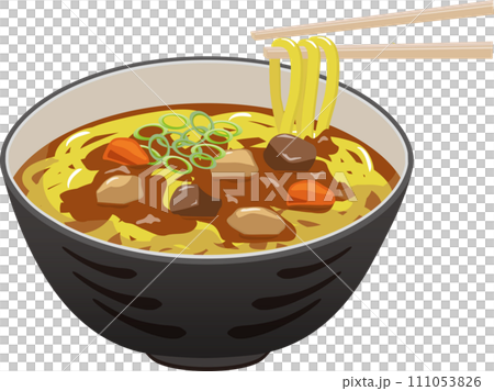 Curry udon lifted with chopsticks 111053826