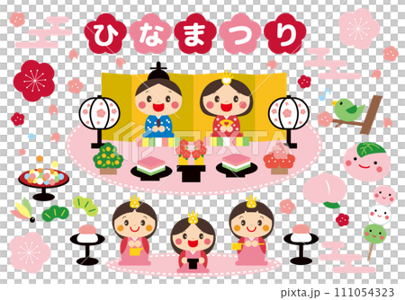Illustration set of the Hina Matsuri 111054323