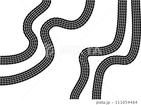 シンプルなタイヤ痕の背景素材 111054484