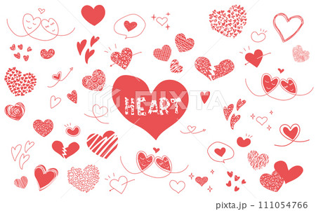ピンク色の手描きのハート集 ピンク色の手描きのハート集 111054766