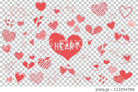 ピンク色の手描きのハート集 ピンク色の手描きのハート集 111054766