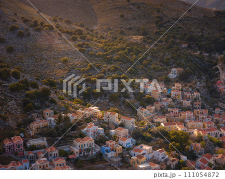 Symi Island, Greece islands holidays from Rhodos in Aegean Sea. Symi Island, Greece islands holidays from Rhodos in Aegean Sea. 111054872
