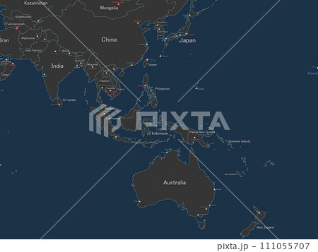 世界地図 マップ　背景　イメージ　都市名　国名 111055707