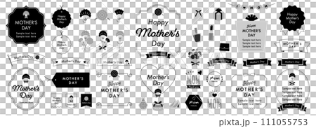 Mother's Day design idea set (English letters) monochrome 111055753
