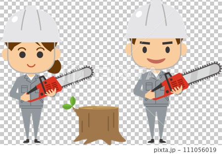 Image illustration set of men and women working in forestry 111056019