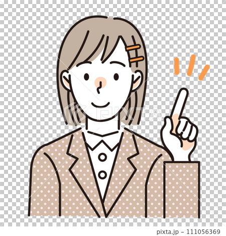 Female office worker pointing to a point OL business woman 111056369