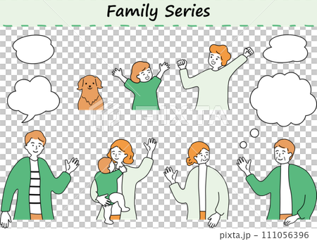 3 generation family illustration set 111056396