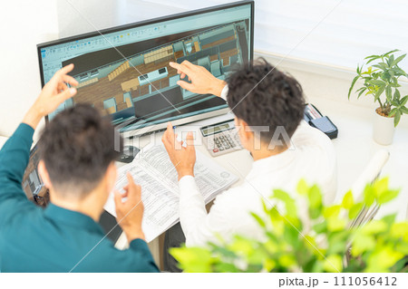 三次元CAD 立体的 3DCG 建築設計 住宅 内観 2人 三次元CAD 立体的 3DCG 建築設計 住宅 内観 2人 111056412