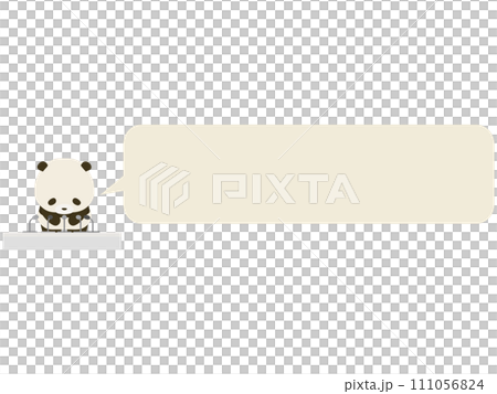 Panda holds an apology conference. with speech bubble Panda holds an apology conference. with speech bubble 111056824