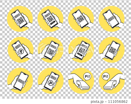 Cashless payment hand icon set 111056862