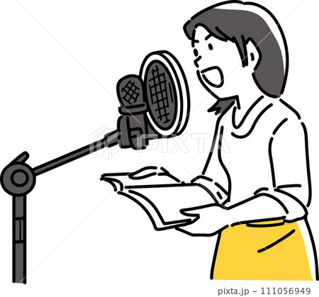 声優の仕事をする女性 111056949