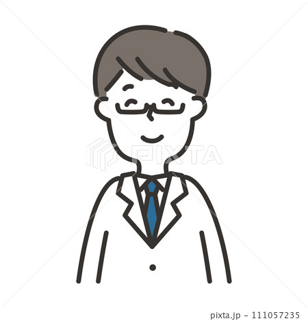 にこやかな白衣を着た男性のイラスト 111057235