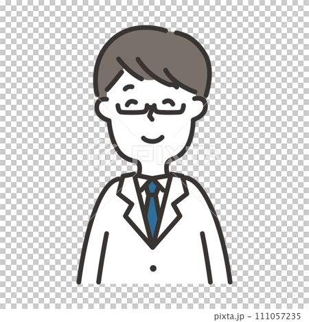 にこやかな白衣を着た男性のイラスト 111057235