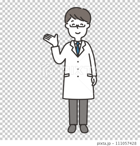 一個穿著白大褂的男人引導你的全身插圖 111057428