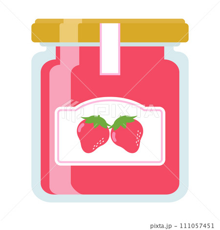 瓶に入ったいちごジャムのイラスト 111057451