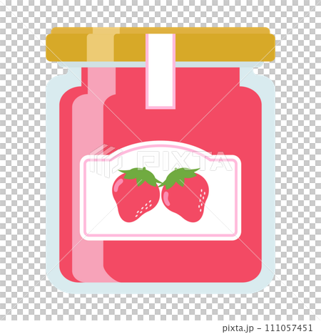 瓶に入ったいちごジャムのイラスト 111057451