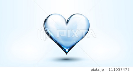Glass transparent heart floating in air 111057472