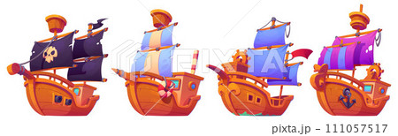 Cartoon old sailboat for game ui Cartoon old sailboat for game ui 111057517