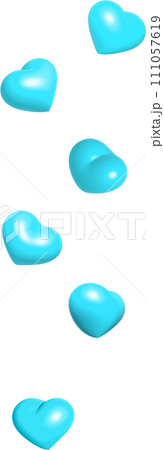 ハートマーク。色んな角度のハートのアイコン、飾りセット。 111057619