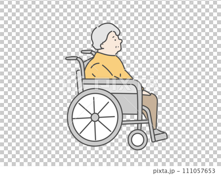 車椅子に乗った高齢女性 車椅子に乗った高齢女性 111057653