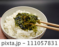 箸で持ち上げた佃煮ご飯 111057831