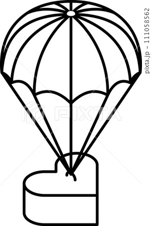 heart parachute isometric Line icon 111058562