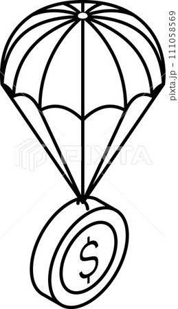 money parachute isometric Line icon 111058569