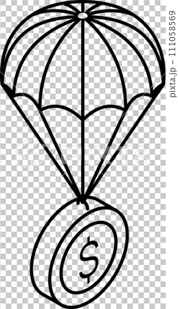 money parachute isometric Line icon 111058569