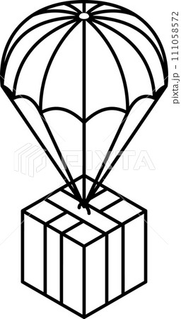 gift box parachute isometric Line icon 111058572