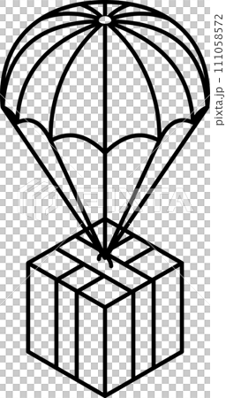 gift box parachute isometric Line icon 111058572