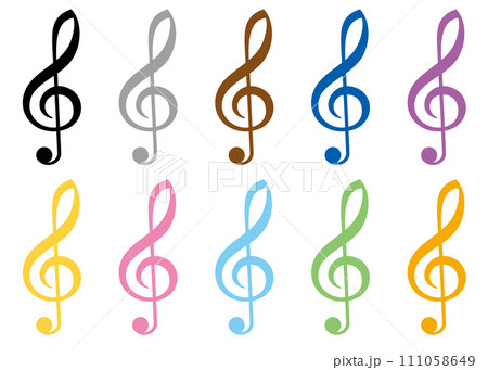 カラフルなト音記号 111058649