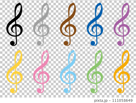 カラフルなト音記号 111058649