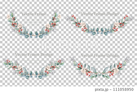 Stylish plant frame material set. Red nuts, eucalyptus and cotton frame 111058950