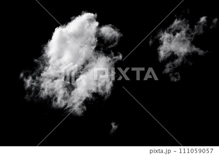 White light clouds isolated on black background. Climate, metrology, design element White light clouds isolated on black background. Climate, metrology, design element 111059057
