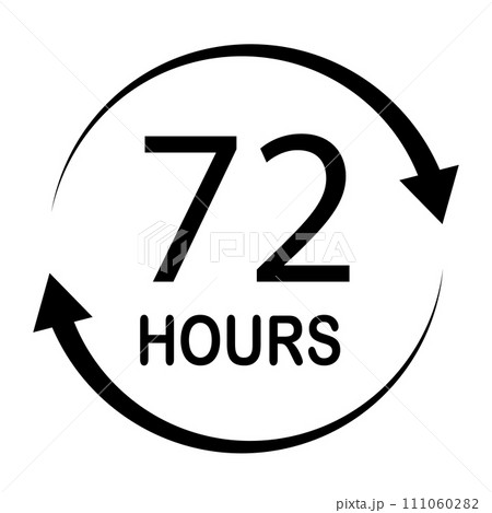 72 hours icon. 72 h sign. 72 hours service symbol. flat style. 72 hours icon. 72 h sign. 72 hours service symbol. flat style. 111060282