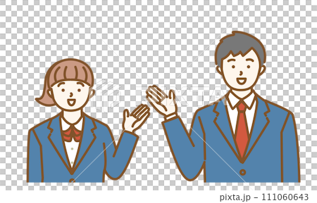 指導姿勢中男女學生的插圖 指導姿勢中男女學生的插圖 111060643