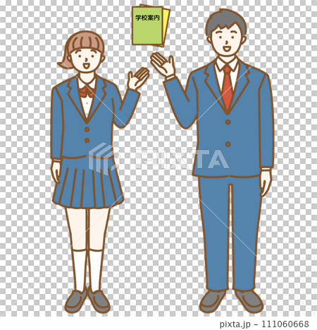 学校案内のパンフレットを案内する　男子学生　女子学生 111060668