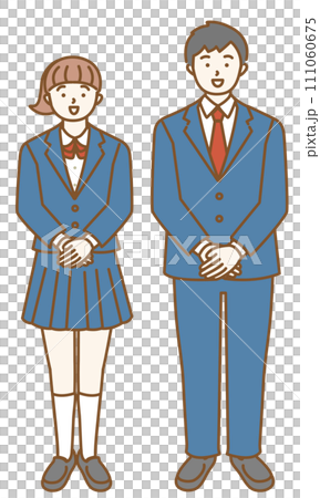 手を前に組んだ男子高生と女子学生 手を前に組んだ男子高生と女子学生 111060675