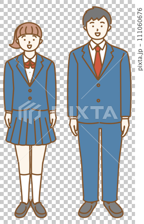 High school male and female students standing front 111060676