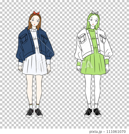 Denim jacket dress stylish woman 111061070