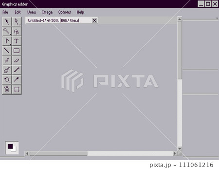 Old design editor interface. Graphic old drawing and web art program 111061216