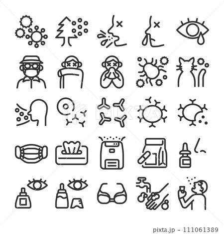 花粉対策・アレルギー対策 アイコン セット 111061389