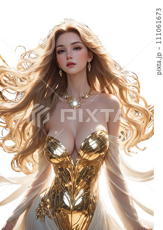金のドレスの女神_AI 111061673